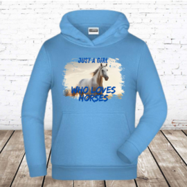 Lichtblauwe hoodie met paard