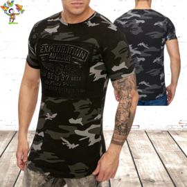 Heren tshirt Exploration army zwart