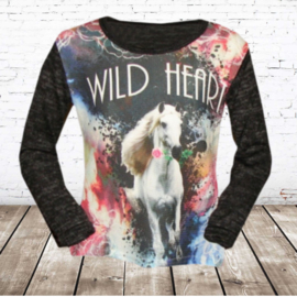Shirt met paard Wild heart zwart