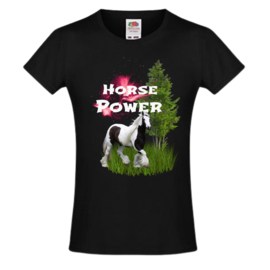 T shirt horse power zwart