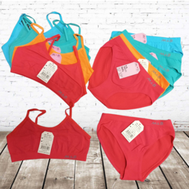 Meisjes ondergoed set bh top met slip felle kleuren 6 sets