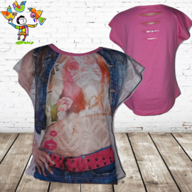 T-shirt vrouw roze