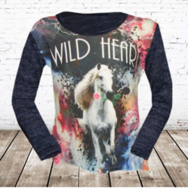 Shirt met paard Wild heart blauw