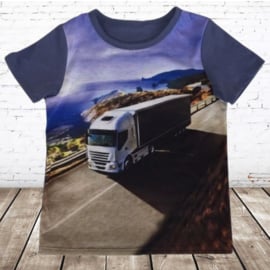 Blauw kinder t-shirt met vrachtwagen LOO1