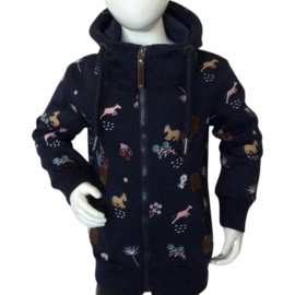 Meisjes vest met paarden print blauw MT275