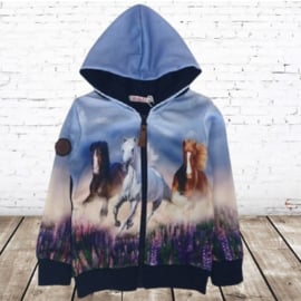 Vest met paarden lichtblauw