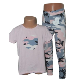 Meisjes shirt met legging  army roze 4