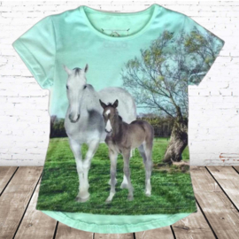 Paarden shirt kind lichtblauw