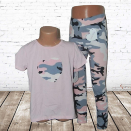 Meisjes shirt met legging  army roze 4