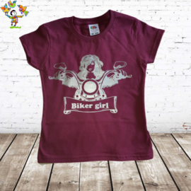 Dames T-shirt Biker Girl aubergine