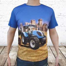 Blauw heren shirt met  trekker