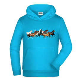Blauwe hoodie met paarden