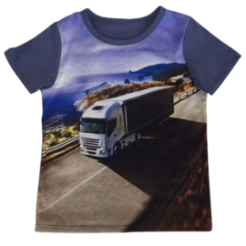 Blauw kinder t-shirt met vrachtwagen LOO1