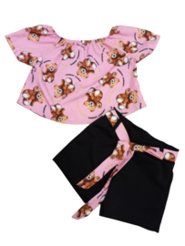 Meisjes set short met shirt beer