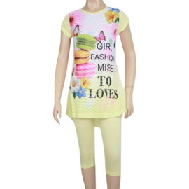 Shirt met legging Girlsfashion geel 4