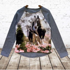 Shirt met paard grijs