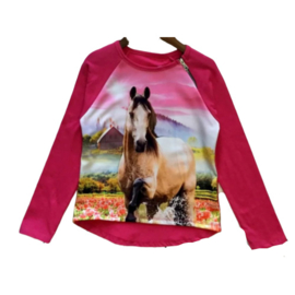 Shirt met paard hard roze