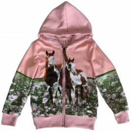 Roze meisjes vest met paarden f59