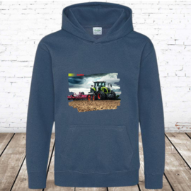Blauwe hoodie met trekker