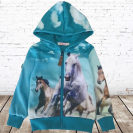 Vest met paarden print blauw