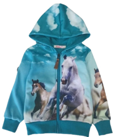 Vest met paarden print blauw