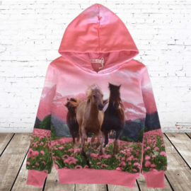 Roze hoodie met paard f41