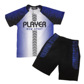 Trainings set zwart blauw player