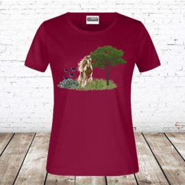 T shirt paard bordeaux