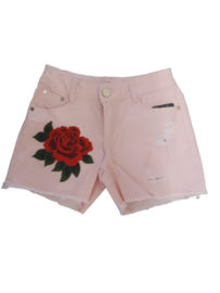 Short met bloem roze