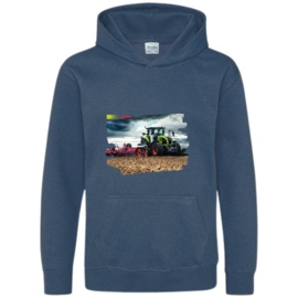 Blauwe hoodie met trekker