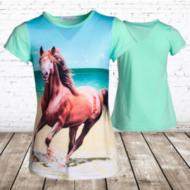 Mintgroen shirt met paard