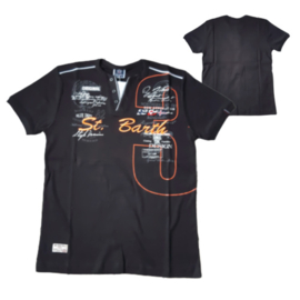 T-Shirt St Barth zwart oranje