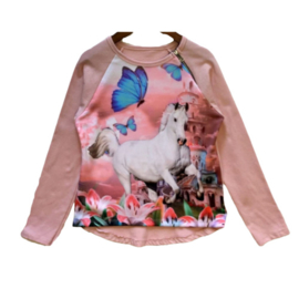 Shirt met paard zacht roze