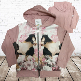 Roze meidenvest met paarden