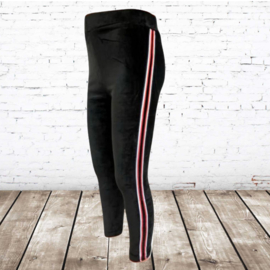 Velours legging met streep zwart 4