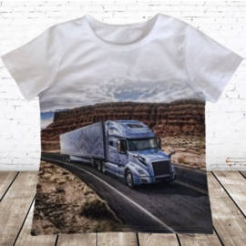 Stoer jongens shirt met blauwe vrachtwagen LOO5