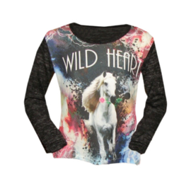 Shirt met paard Wild heart zwart