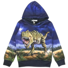 Blauwe kinder hoodie met dinosaurus h152