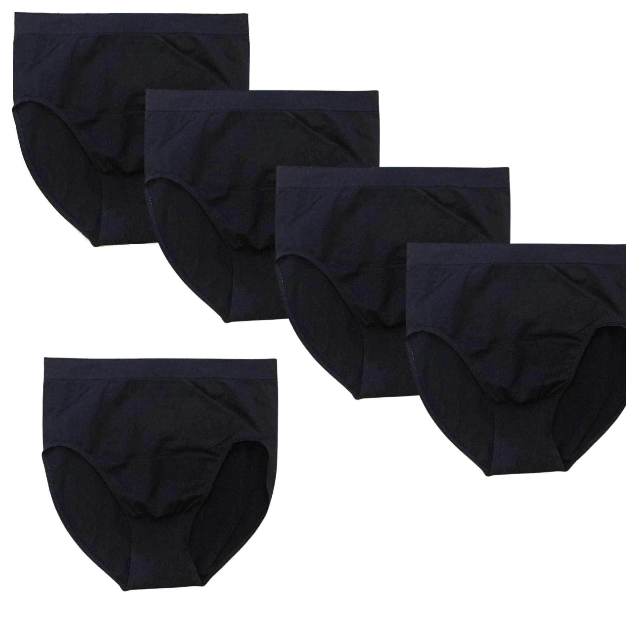 Hoge taille naadloze Dames Slips 5 Pack zwart maat L