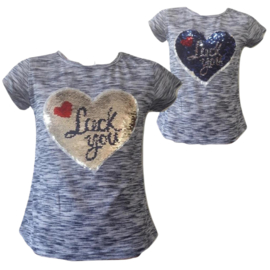 Meisjes t-shirt Luck blauw