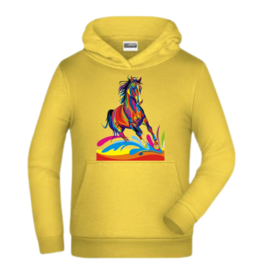 Gele hoodie met paard