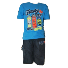 Shirt en korte broek paint blauw 86/92