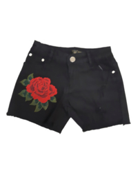 Short met bloem zwart