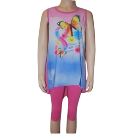 Tuniek met legging Vlinder h roze