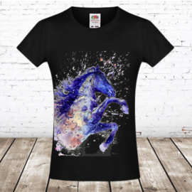 T shirt paard inktverf zwart