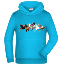 Blauwe hoodie met paarden