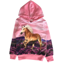 Roze hoodie met paarden f45