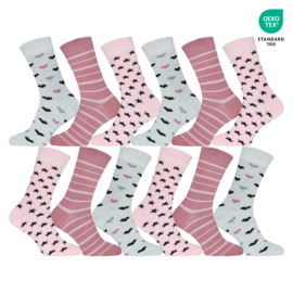 GIANVAGLIA Dames sokken hartjes-streep 12 paar