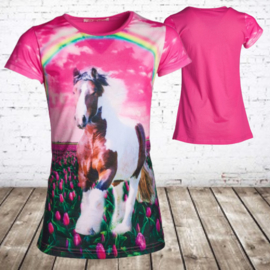 Meisjes shirt met paard en regenboog