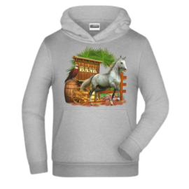 Lichtgrijze hoodie met paard